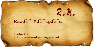 Radó Mátyás névjegykártya